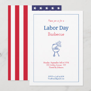 Invitation Fête de la fête du Travail Barbecue Minimaliste