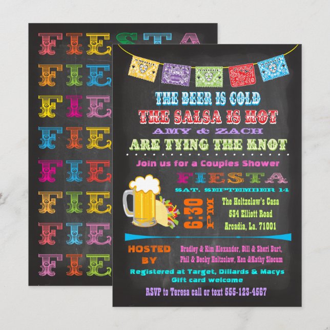 Invitation Fête de la fiançailles marie mexicaine (Devant / Derrière)