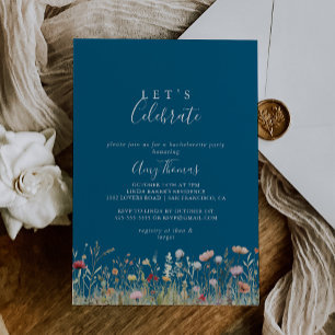 Invitation Fête de la Fleur Sauvage Bohème Navy Bliss Célébro