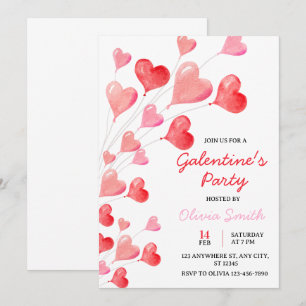 INVITATION FÊTE DE LA GALENTINE À L'AQUARELLE AVEC DES BALLO