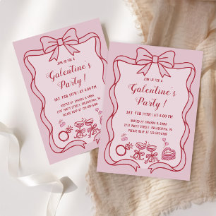 Invitation Fête de la Galentine à l'arc rose rouge