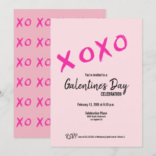 Invitation Fête de la Galentine rose XOXO Mignonne