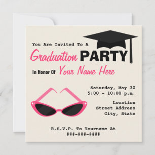 Invitation Fête de la graduation Couleurs de soleil roses pou