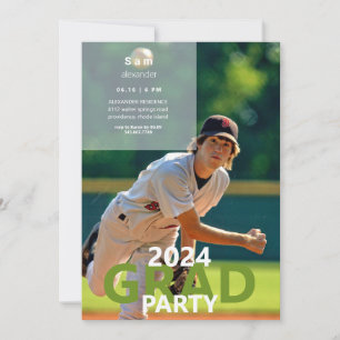 Invitation Fête de la graduation photo de baseball 2024
