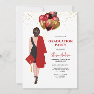Invitation Fête de la Graduation Rouge