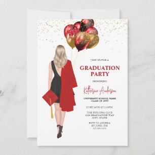 Invitation Fête de la Graduation Rouge