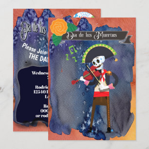Invitation Fête de la Journée des Morts Dia de Los Muertos Cé