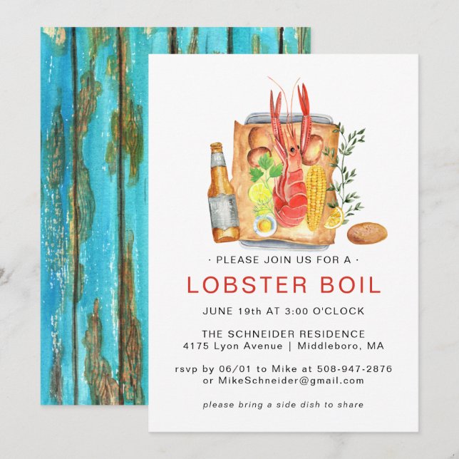 Invitation Fête de la langouste d'été | Pique-nique de cuisso (Devant / Derrière)