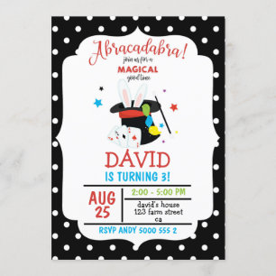 Invitation Fête de la magie d'anniversaire des garçons d'Abra