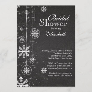 Invitation Fête de la mariée à la mode d'hiver de flocons de