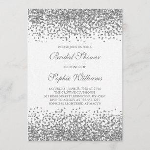 Invitation Fête de la mariée argentée de confettis de parties