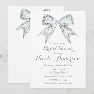Invitation Fête de la mariée blanche de charme d'arc de Bling