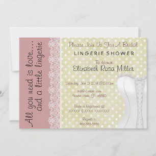 Invitation Fête de la mariée blanche mignonne de lingerie de