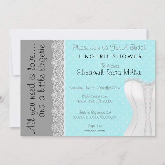 Invitation Fête de la mariée blanche mignonne de lingerie de (Devant)