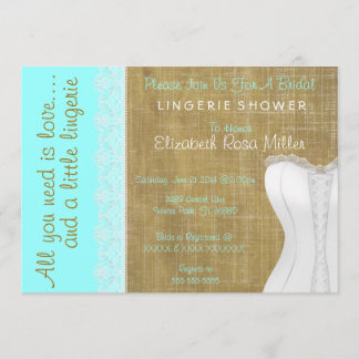 Invitation Fête de la mariée blanche rustique de lingerie de
