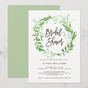 Invitation Fête de la mariée botanique verte de guirlande de