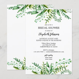 Invitation Fête de la mariée botanique verte élégante