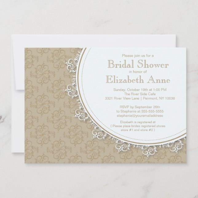 Invitation Fête de la mariée Brown moderne élégante de (Devant)