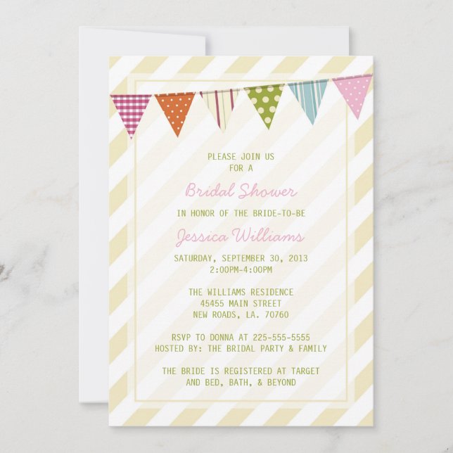 Invitation Fête de la mariée chic minable (Devant)