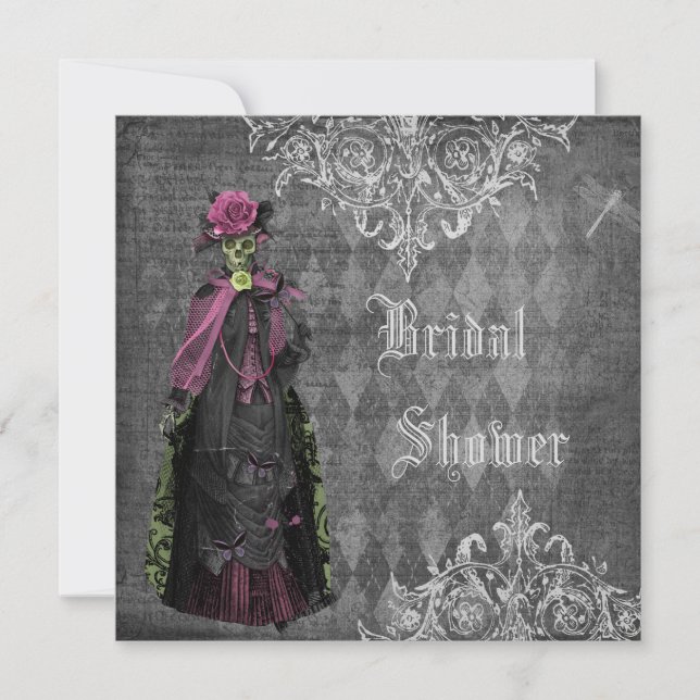 Invitation Fête de la mariée chic minable de jeune mariée (Devant)