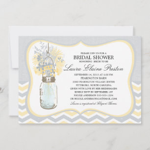 Invitation Fête de la mariée chic rustique de pot de maçon de