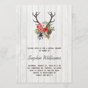 Invitation Fête de la mariée de Bohème d'andouillers et de