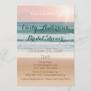 Invitation Fête de la mariée de coucher du soleil de rose de