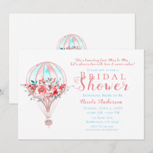 Invitation Fête de la mariée de déplacement chaude florale de