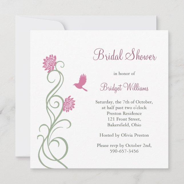 Invitation Fête de la mariée de fleurs de Lotus (blanche) (Devant)