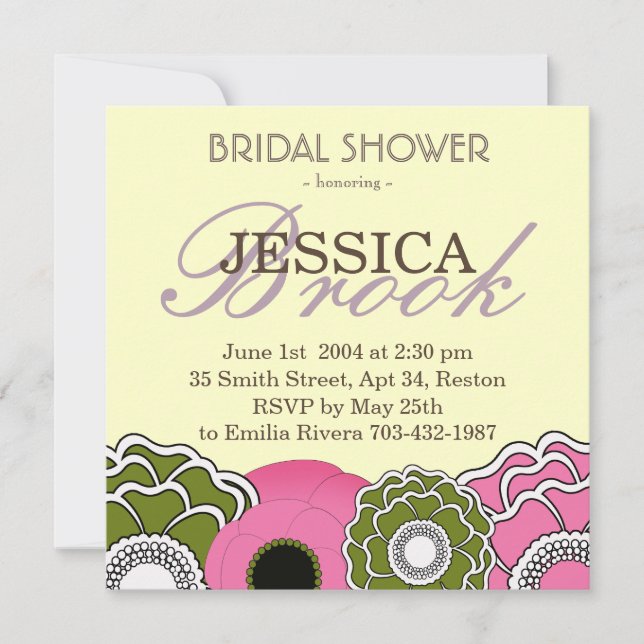 Invitation Fête de la mariée de jardin de ressort (Devant)