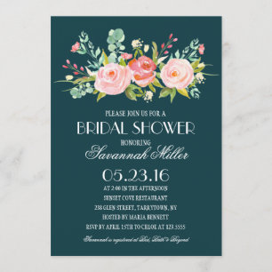 Invitation Fête de la mariée de la marine   de roseraie