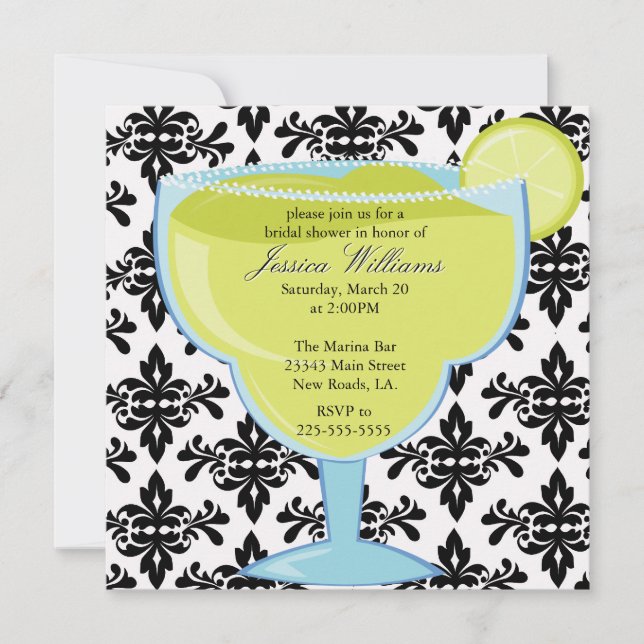 Invitation Fête de la mariée de margarita de damassé (Devant)