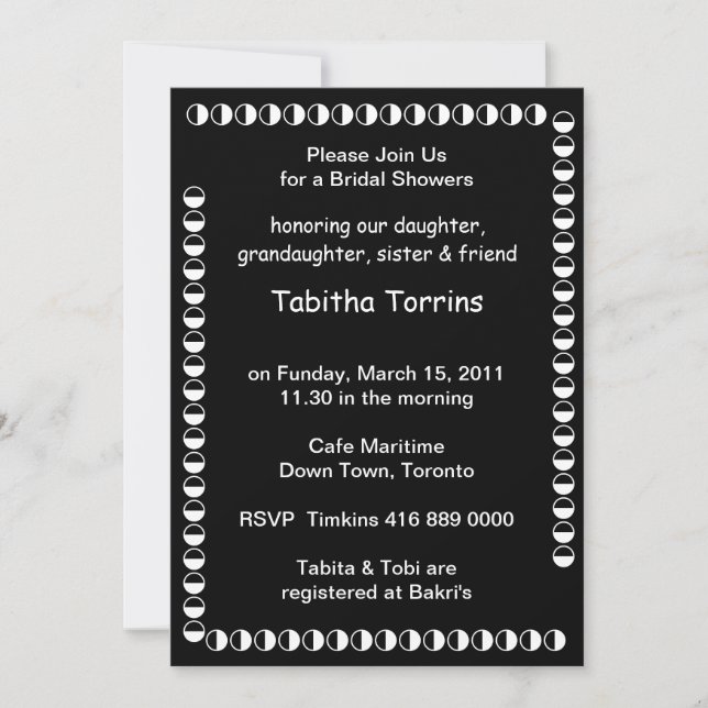 Invitation Fête de la mariée de TABITHA TORRINS (Devant)