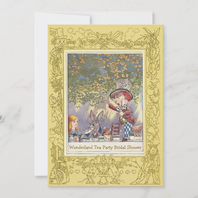 Invitation Fête de la mariée de thé du pays des merveilles du (Devant)