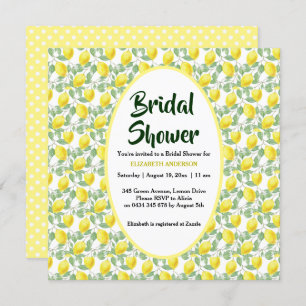 Invitation Fête de la mariée de vert jaune de citronnier