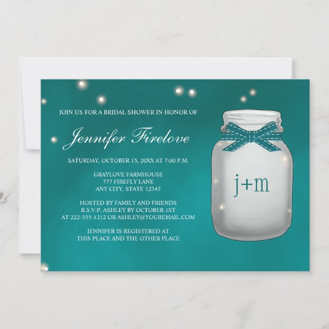 Invitation Fête de la mariée décorée d'un monogramme (Devant)