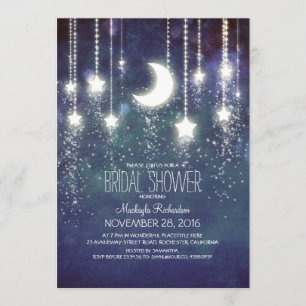 Invitation Fête de la mariée d'étoiles de lune et de lumières