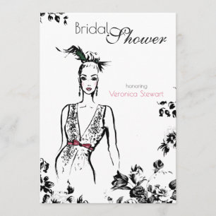Invitation Fête de la mariée d'illustration de mode