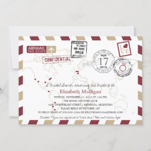 Invitation Fête de la mariée du par avion   de voyageur du
