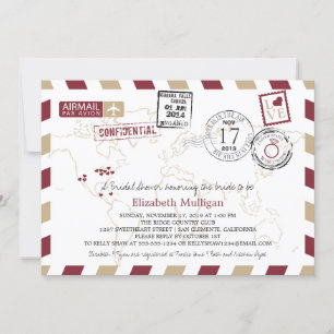 Invitation Fête de la mariée du par avion   de voyageur du