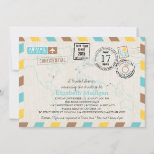 Invitation Fête de la mariée du par avion   de voyageur du