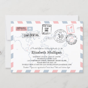 Invitation Fête de la mariée du par avion de voyageur du