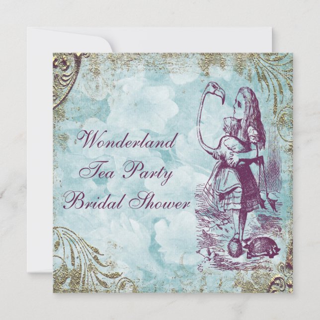Invitation Fête de la mariée du pays des merveilles d'Alice (Devant)
