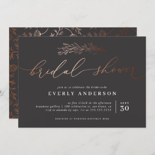 Invitation Fête de la mariée élégante de cuivre chic de la