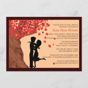 Invitation Fête de la mariée en baisse de chêne de coeurs de