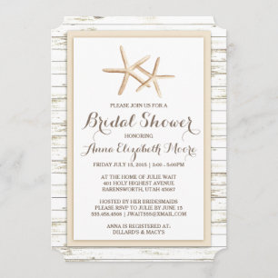 Invitation Fête de la mariée en bois de plage blanchie par