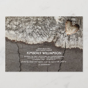 Invitation Fête de la mariée en bois découpée rustique