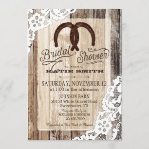 Invitation Fête de la mariée en fer à cheval de pays de