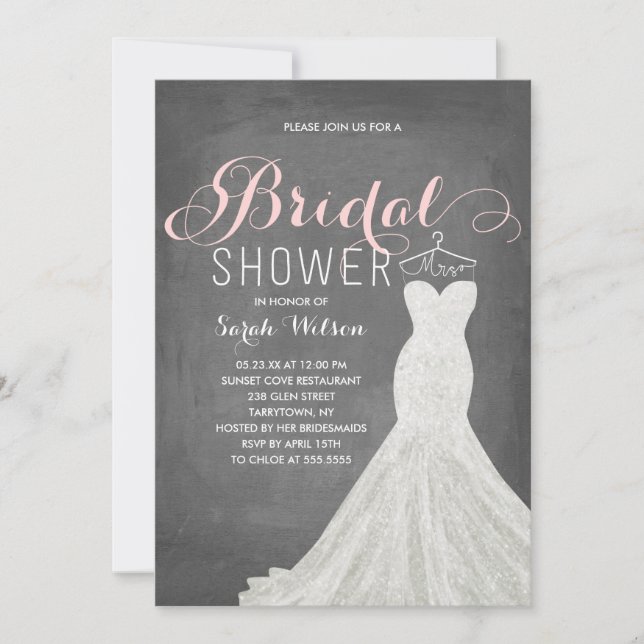 Invitation Fête de la mariée exagérée du tableau | de robe (Devant)