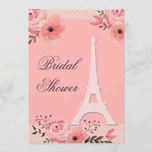 Invitation Fête de la mariée florale chic de Tour Eiffel de